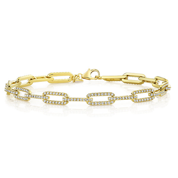Sloane Street 18K Yellow Gold Diamond Pave Link Bracelet- SS-B056T-WD-Y-7.25