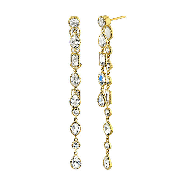 Sloane Street 18k Yellow Gold White Topaz Mixed Shape Double Drop Earrings - SS-E011K-WT-Y
