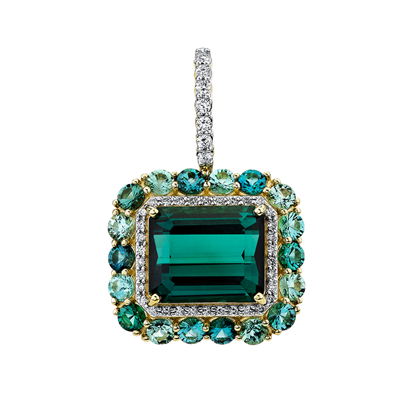 Sloane Street 18k Yellow Blue/Green Tourmaline Pendant - SS-P068T-BGT-WDCB-Y
