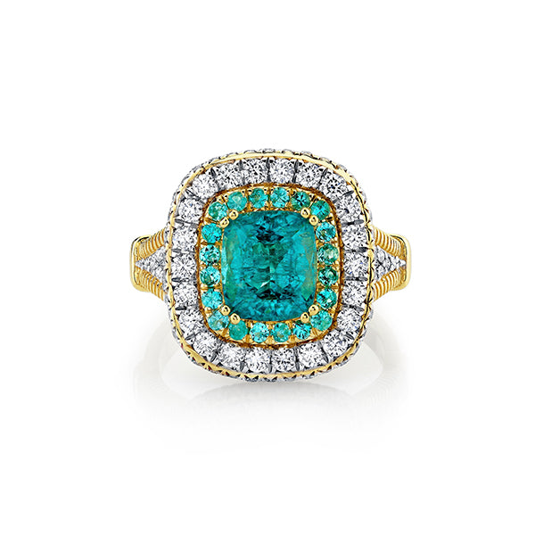 Sloane Street 18k Yellow Gold Paraiba Tourmaline & Diamond Ring- SS-R351T-PAT-PA-WDCB-Y
