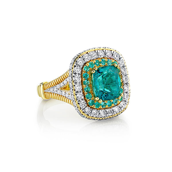 Sloane Street 18k Yellow Gold Paraiba Tourmaline & Diamond Ring- SS-R351T-PAT-PA-WDCB-Y
