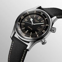 Longines Legend Diver Black Dial Leather Strap 36mm - L3