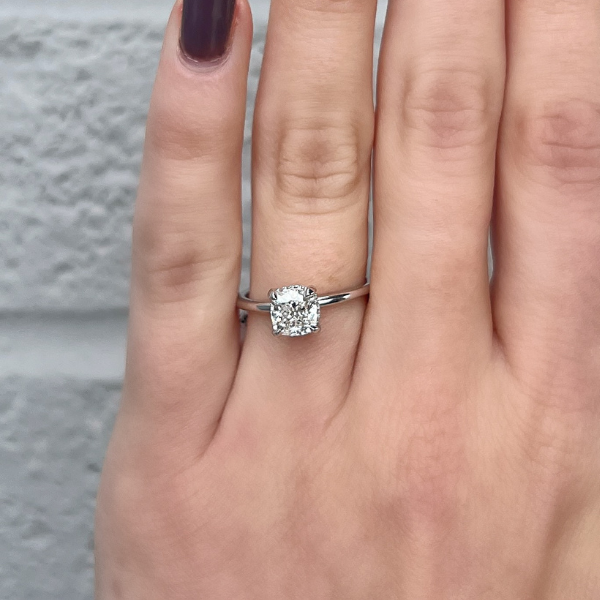 Moyer Collection 14K White Gold 1.21ct Cushion Cut Solitaire Complete Engagement Ring - 011278