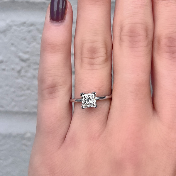Moyer Collection 14K White Gold 1.04ct Princess Cut Solitaire Complete Engagement Ring - 011273