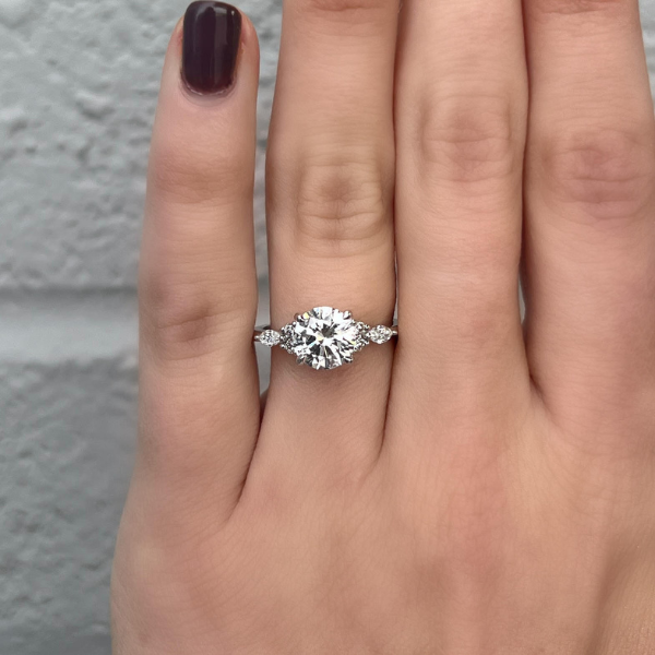 Moyer Collection 14K White Gold 1.57ct Round Brilliant Cut Complete Engagement Ring - 020581