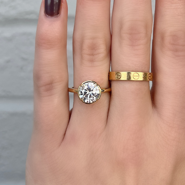 Moyer Collection 18K Yellow Gold 2.01ct Bezel Round Brilliant Cut Engagement Ring- 020602