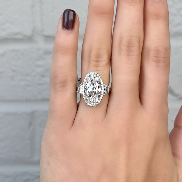 Rahaminov Platinum 5.02ct Oval Cut Complete Engagement Ring - 030402