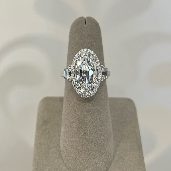 Rahaminov Platinum 5.02ct Oval Cut Complete Engagement Ring - 030402