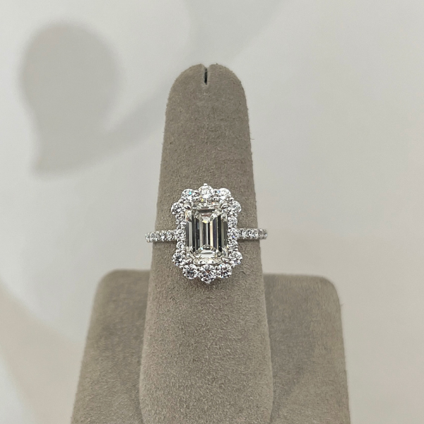 Rahaminov 18K White Gold 2.09ct Emerald Cut Complete Engagement Ring - 030409
