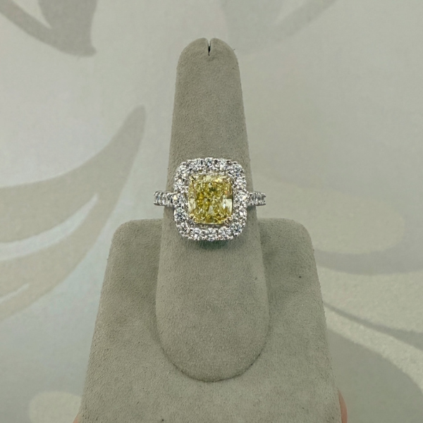 Moyer Collection 3.00ct Cushion Cut Fancy Yellow Complete Engagement Ring - 030451