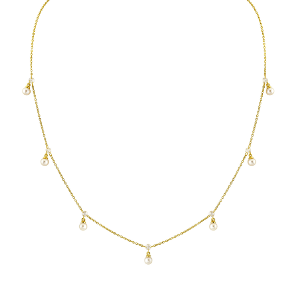 Sloane Street 18k Yellow Gold Rose Cut Diamond & Pearl Necklace - SS-CH004L-WP-WD-Y-18-16