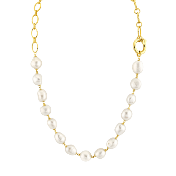 Sloane Street 18k Yellow Gold Baroque Pearl Necklace - SS-CH006L-WP-Y-18