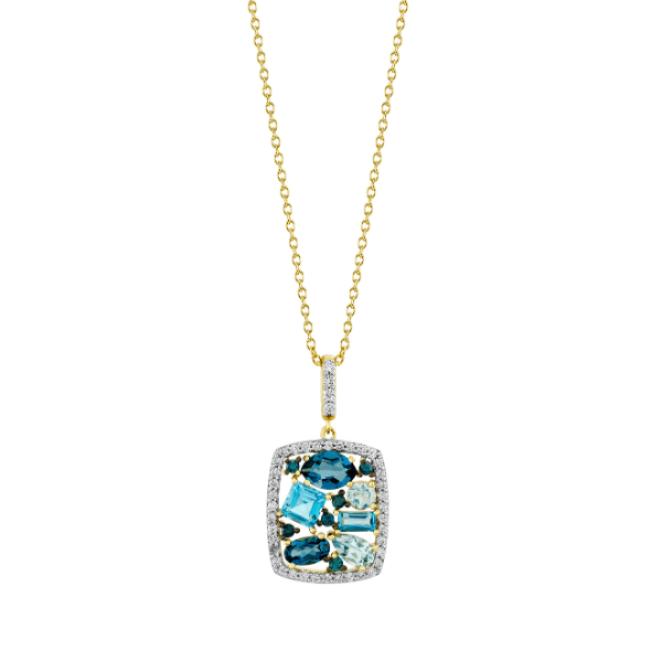 Sloane Street 18k Yellow Gold Blue Topaz Cluster Pendant - SS-P002L-BTSK-SWB-LB-WDCB-BDBR-Y-18-16