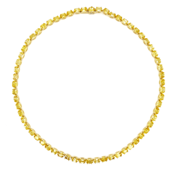 Bayco 18k Gold 34.18ct Oval Yellow Sapphire Necklace - AMG4839N