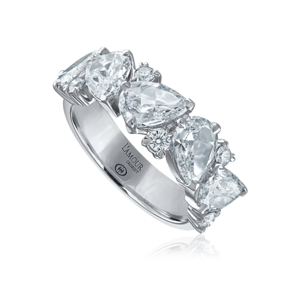 Christopher Designs 18K White Gold 2.11ctw L'Amour Pear Diamond Eternity Band - L361-5-250