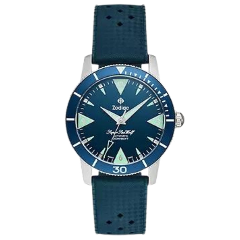 Zodiac Super Sea Wolf Skin Diver Automatic Blue Rubber Watch - ZO9217