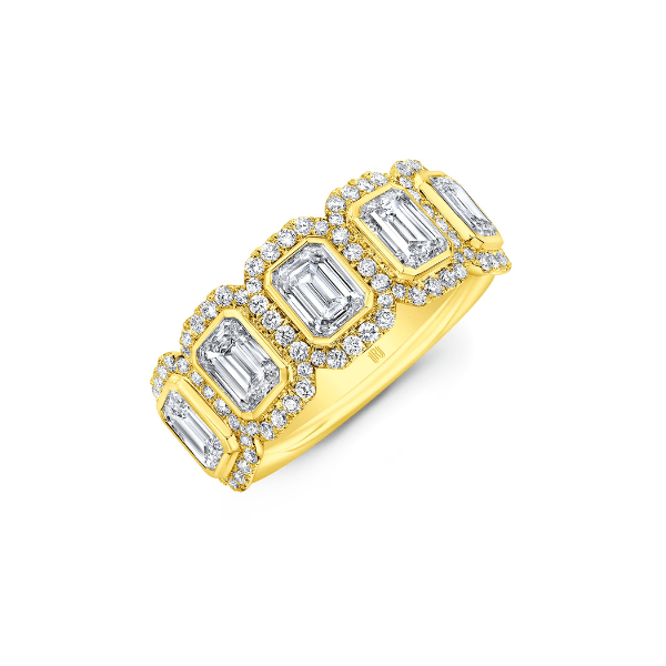 Rahaminov 18K Yellow Gold 2.00ctw Emerald Cut Diamond Halo Eternity Band - EB-2605