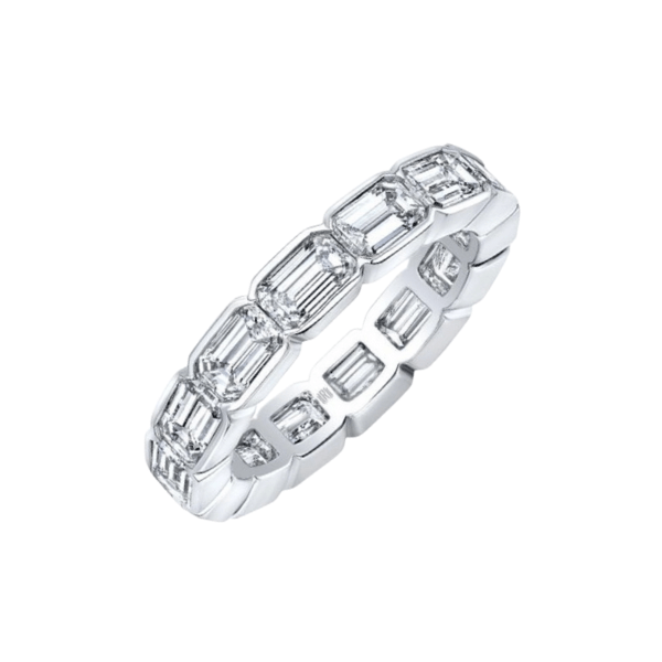Rahaminov 18K White Gold 3.71ctw Emerald Cut Diamond East-West Eternity Band - EB-2600