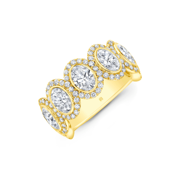 Rahaminov 18K Yellow Gold 2.99ctw Oval Diamond Halo Eternity Band - EB-2577