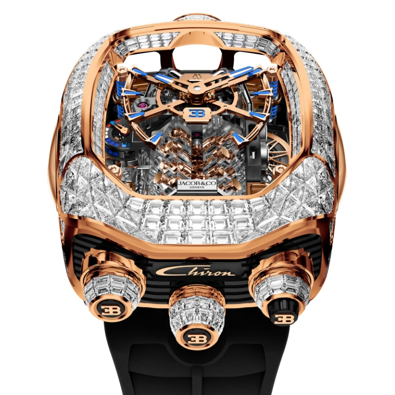 Jacob & Co. Bugatti Chiron Tourbillon Rose Gold & Baguette Diamonds - BU800.40.BD.BD.A