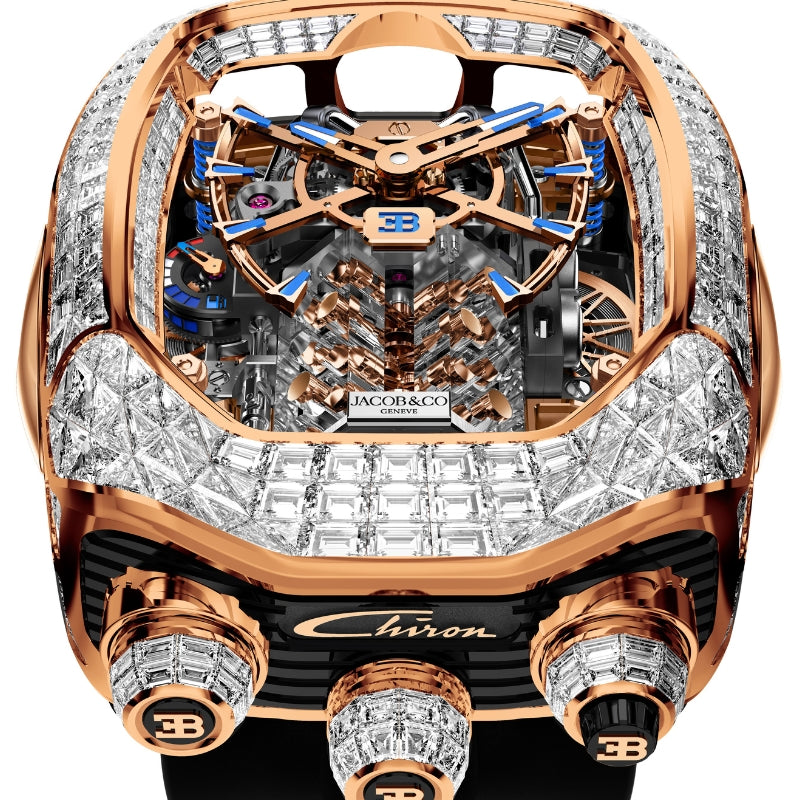 Jacob & Co. Bugatti Chiron Tourbillon Rose Gold & Baguette Diamonds - BU800.40.BD.BD.A