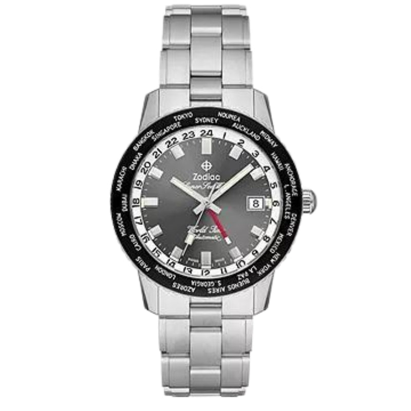 Zodiac Super Sea Wolf GMT World Time Automatic Stainless Steel - ZO9409