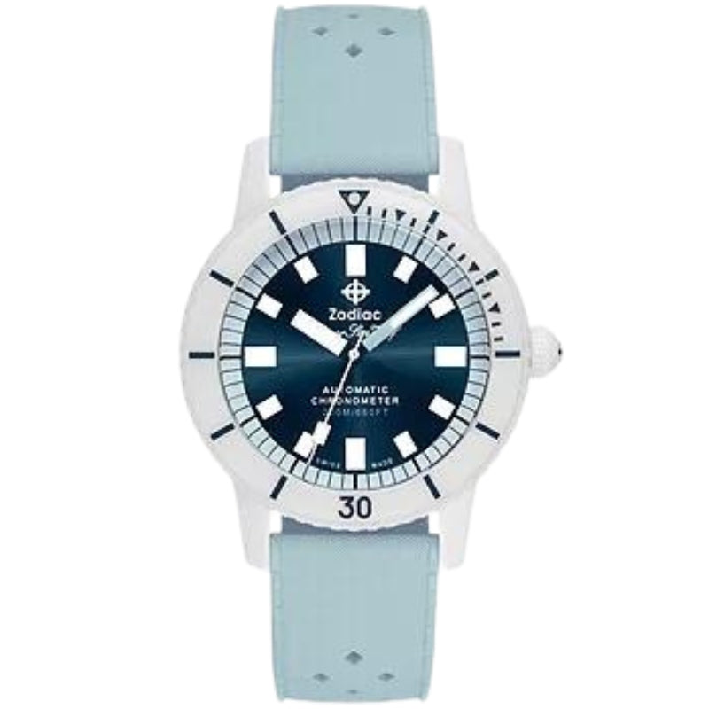 Zodiac Super Sea Wolf Ceramic Compression Automatic Blue Rubber Strap - ZO9590