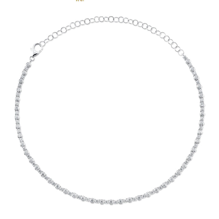 14k White Gold 7.54ctw Alternating Diamond Bezel Tennis Necklace - SC55024680