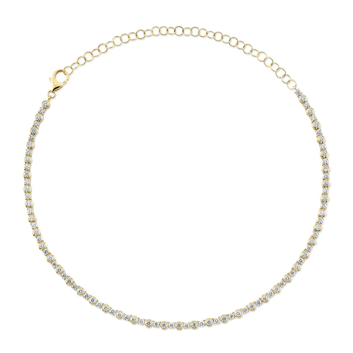 14k White Gold 7.54ctw Alternating Diamond Bezel Tennis Necklace - SC55024680