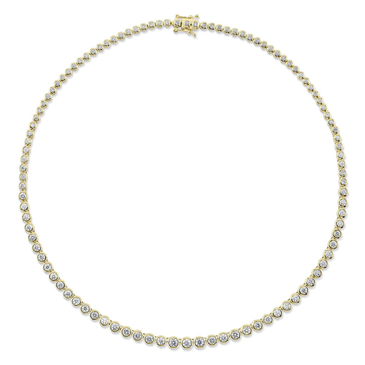 14K White Gold 4.74ctw Diamond Bezel Tennis Necklace - SC55021573Z16