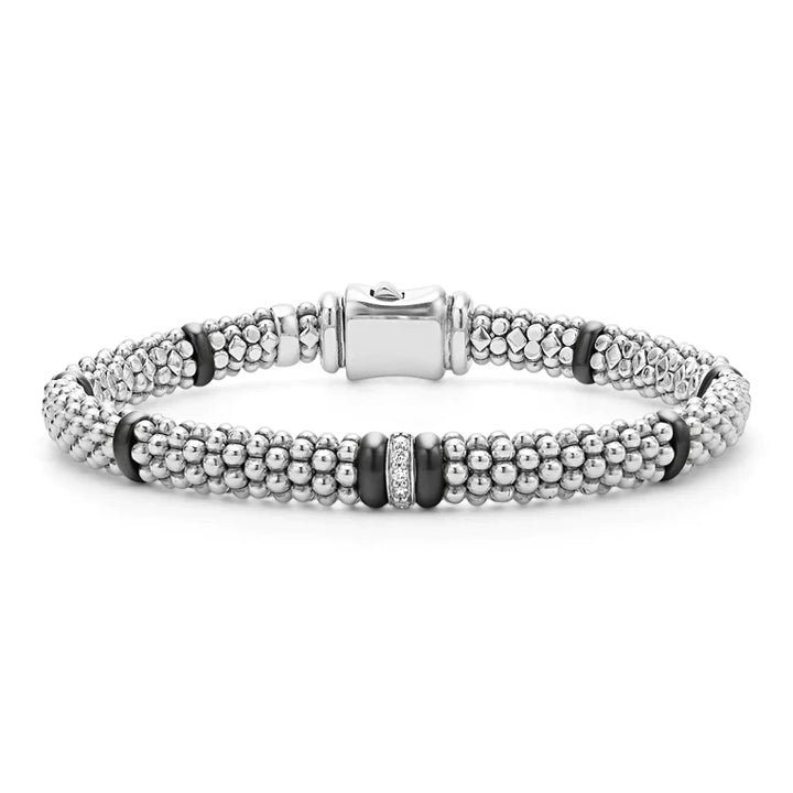Lagos Black Caviar Single Station Diamond Caviar 6mm Bracelet - 05-81462-CB7