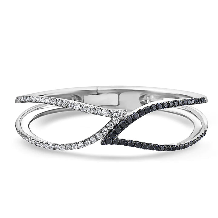Charles Krypell 18K White Gold Black & White Diamond Leaf Bracelet - 5-9378-WBD