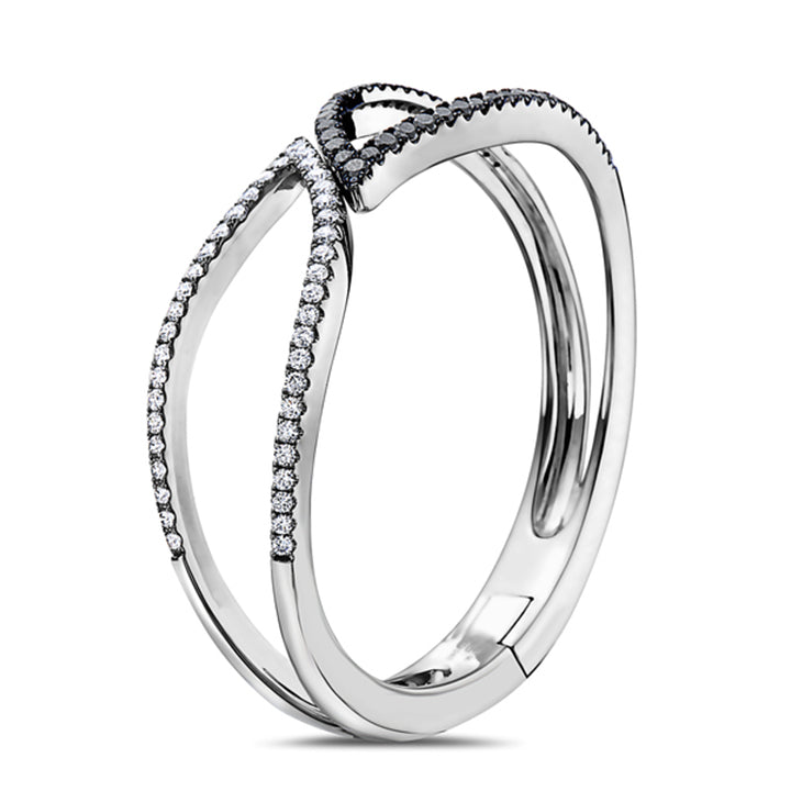 Charles Krypell 18K White Gold Black & White Diamond Leaf Bracelet - 5-9378-WBD