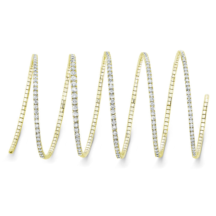 Rahaminov 18K Yellow Gold 9.14ctw Five Row Round Diamond Coil Bracelet - BR-2455
