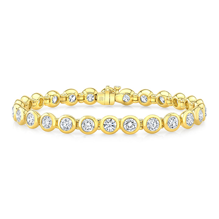 Rahaminov 18K Yellow Gold 8.01ctw Round Diamond Bezel Tennis Bracelet - BR-2361