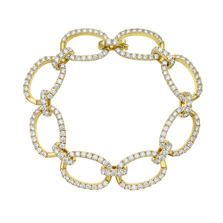 Charles Krypell 18K Yellow Gold 7.80ctw Diamond Oval Link Bracelet - 5-9441-YD