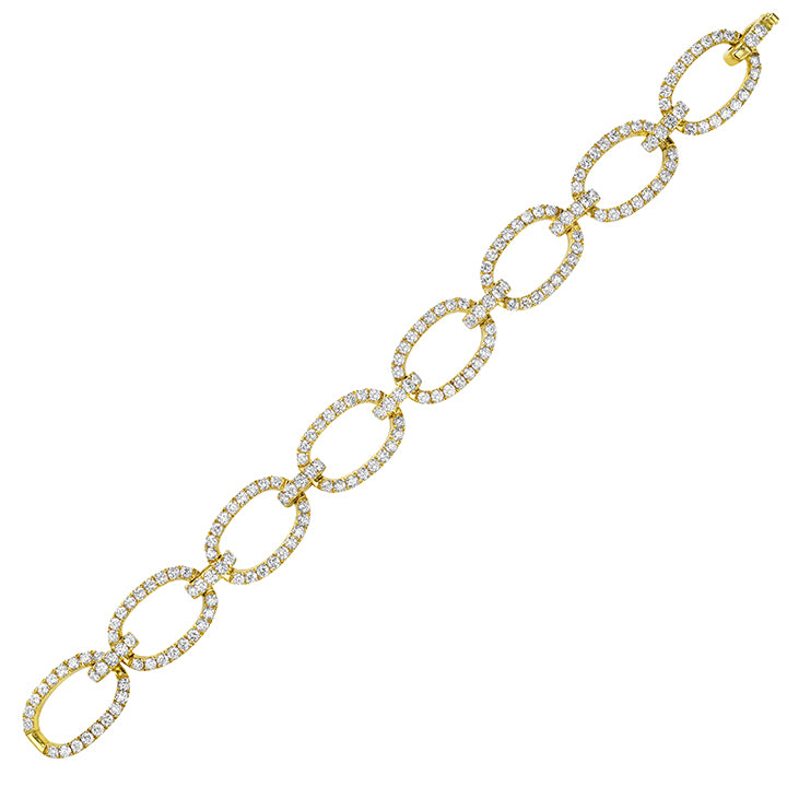 Charles Krypell 18K Yellow Gold 7.80ctw Diamond Oval Link Bracelet - 5-9441-YD