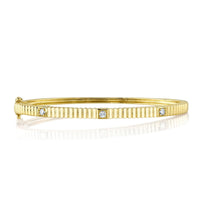 14K Yellow Gold Fluted 0.16ctw Diamond Bangle Bracelet