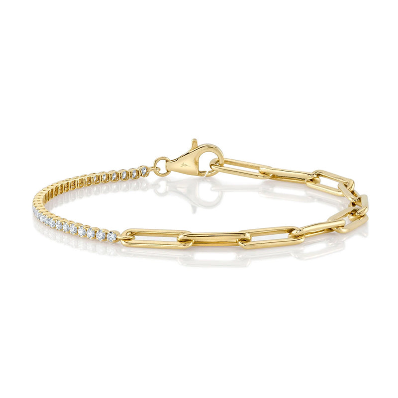 14K Yellow Gold 0.66ctw Diamond Paperclip Link Bracelet - SC55024348