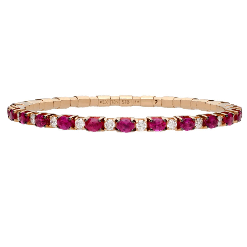Extensible 18KR 6.28ctw Diamond & Ruby Stretch Bracelet - BTE4X3+10RU