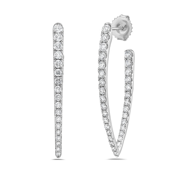 Charles Krypell 18K White Gold 2.09ctw Diamond V Hoop Earrings - 155207