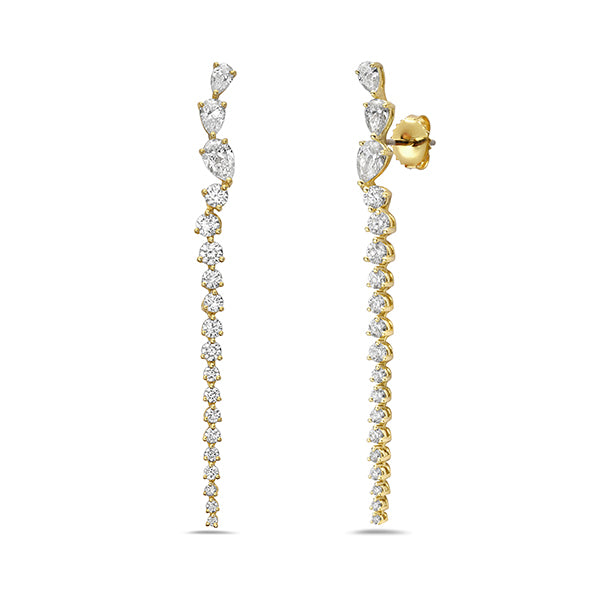 Charles Krypell 18K Yellow Gold 3.11ctw Diamond Climber Drop Earrings - 155168