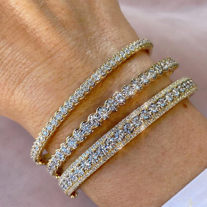 14K White Gold 0.65ctw Diamond Bangle Bracelet- SC55022763ZS