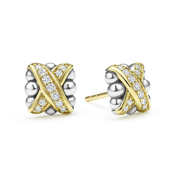 Lagos Embrace Two-Tone X Diamond Stud Earrings - 01-82056-DD
