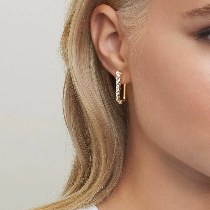Melissa Kaye 18K Yellow Gold Aria U Diamond Hoop Earrings
