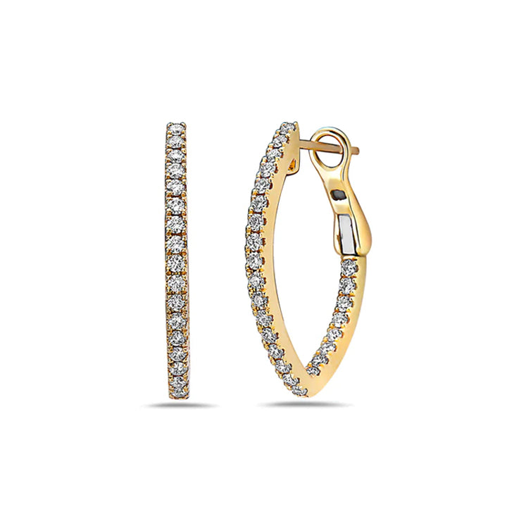 Charles Krypell 18K Yellow Gold Diamond V Hoop Earrings - 1-9363-YD25