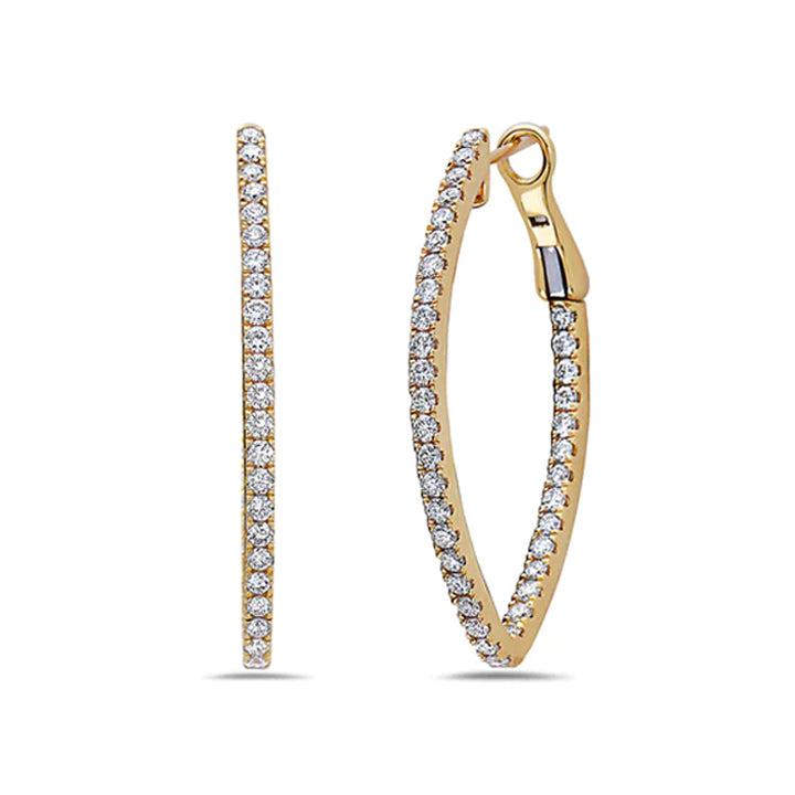 Charles Krypell 18KY 1.23ctw Diamond In/Out Hoop Earrings- 1-9364-YD