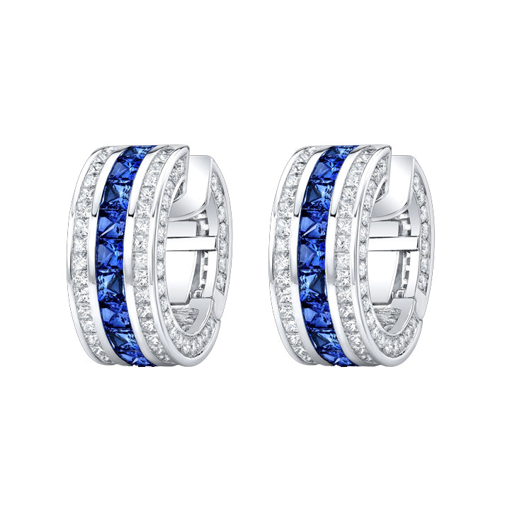 Robert Procop Platinum Blue Sapphire & Diamond Masterpiece Clutch Earrings - 55138