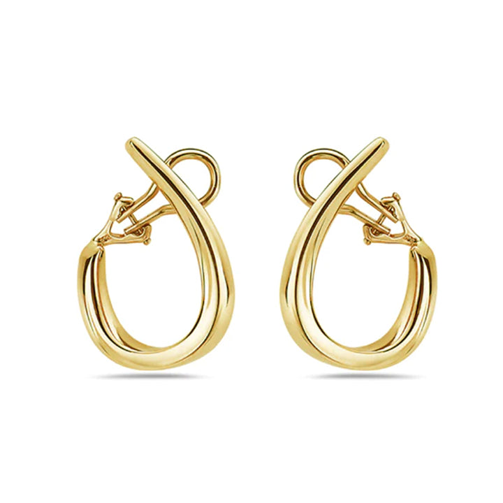 Charles Krypell 18K Yellow Gold Twisted Hoop Earrings- 1-3396-G33