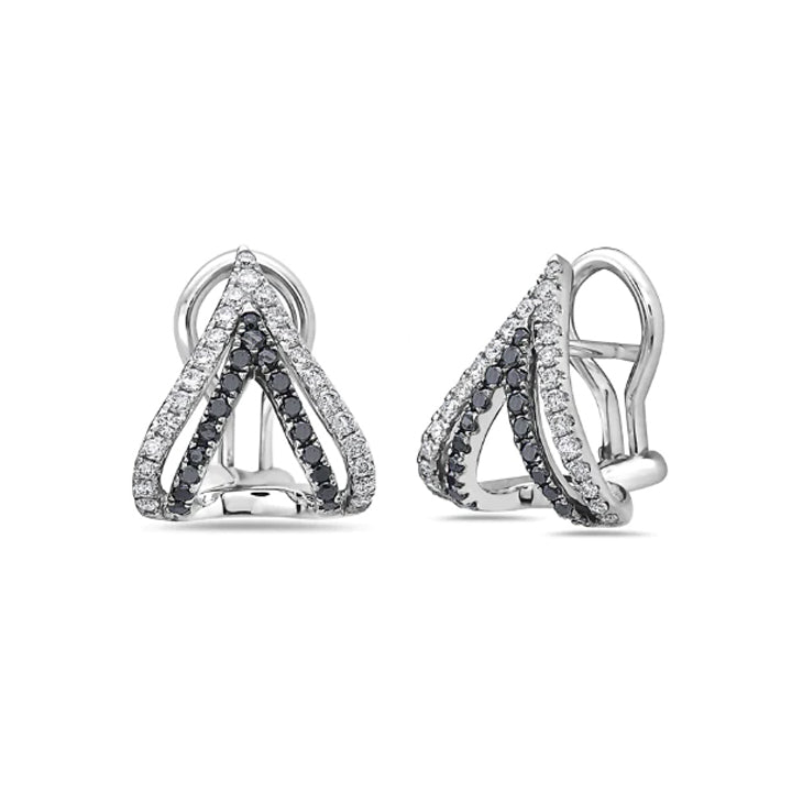 Charles Krypell 18K White and Black Diamond Double V Stud Earrings- 1-9375-WBD